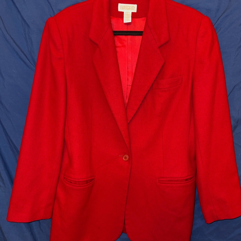 Vintage Land’s End Red Women’s Size 14 Blazer - Wool and Cashmere